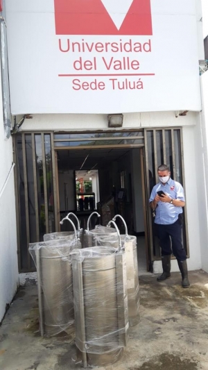 Puntos de desinfecci&oacute;n de manos en todas las Sedes de Univalle