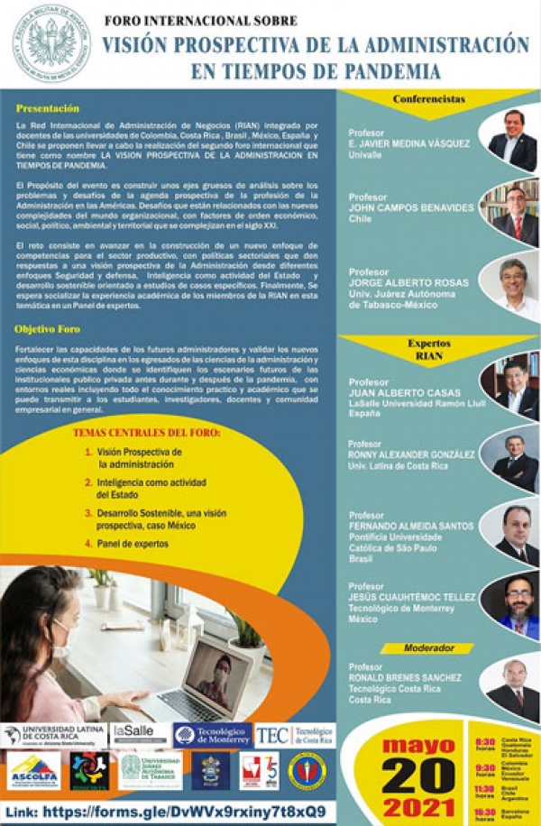 Foro Internacional sobre Visi&oacute;n Prospectiva de la Administraci&oacute;n en Tiempos de Pandemia