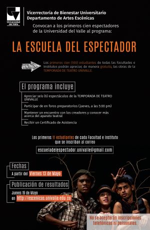 La escuela del espectador, inscripciones a programa teatral