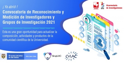 Convocatoria para medici&oacute;n de Grupos de Investigaci&oacute;n e Investigadores 2021