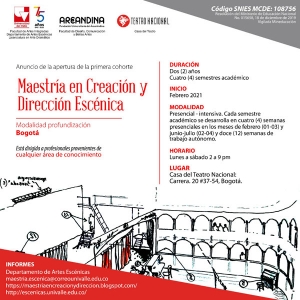 Se abren inscripciones en Bogot&aacute; y Cali a la Maestr&iacute;a en Creaci&oacute;n y Direcci&oacute;n Esc&eacute;nica