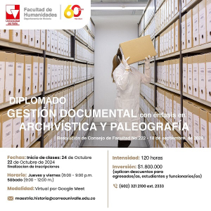 Diplomado en gesti&oacute;n documental con &eacute;nfasis en archiv&iacute;stica y paleograf&iacute;a