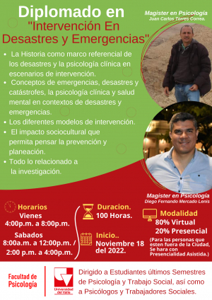 Diplomado en intervenci&oacute;n de desastres y emergencias