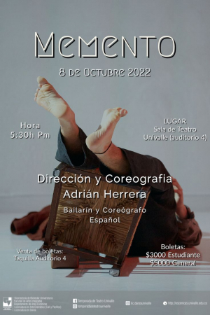 Memento, en la Temporada de Teatro y Danza Univalle