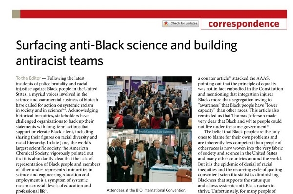 Egresado, portavoz &lsquo;antirracista&rsquo; de prestigiosa revista cient&iacute;fica
