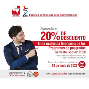 Aprobada exenci&oacute;n del 20% sobre matr&iacute;culas de posgrados en Univalle